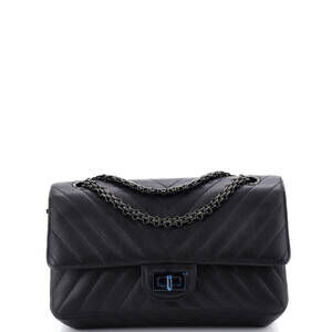 Chanel 225 So Black Reissue 2.55 Flap Bag Chevron Sheepskin